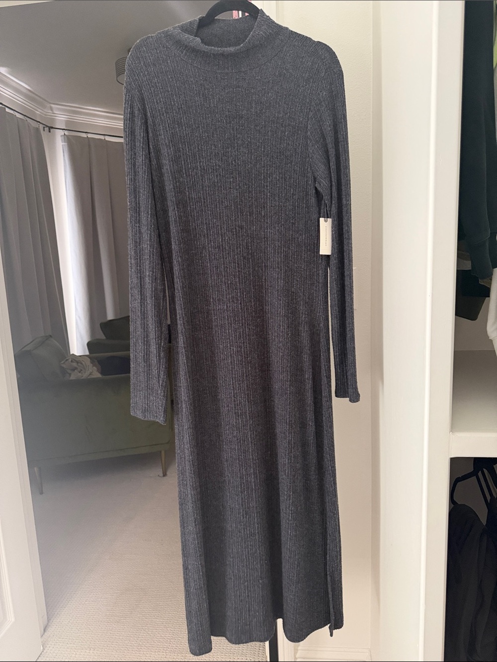 NWT daily practice Anthropologie grey mock neck sweater shirt dress size XL